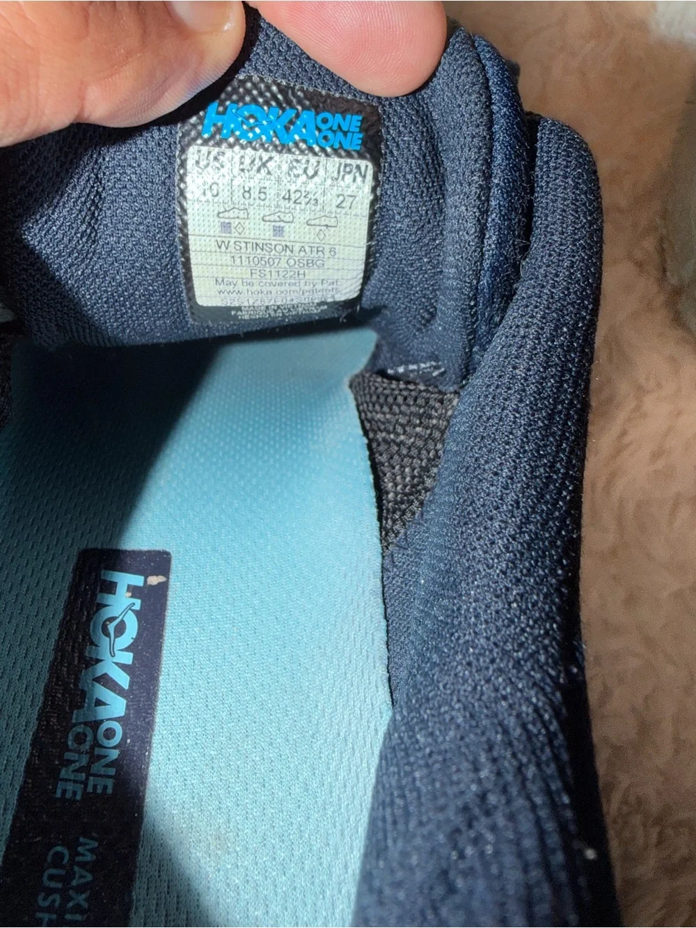 Hoka Men's Navy Blue with Light Blue and Lime Running Shoes